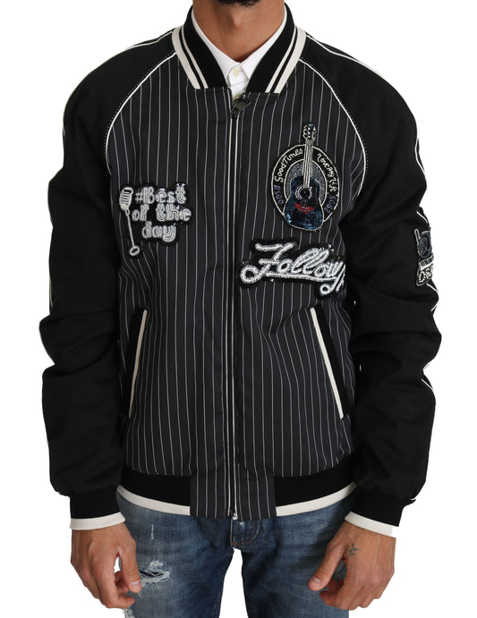 - Elegant Sequined Black Bomber Jacket