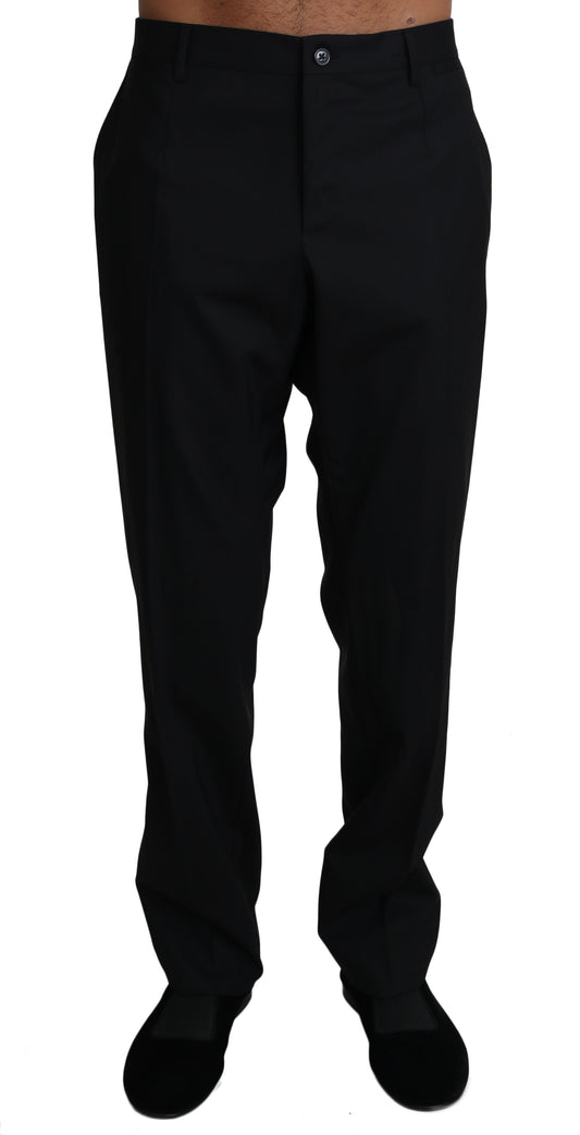 - Elegant Black Formal Wool Blend Trousers