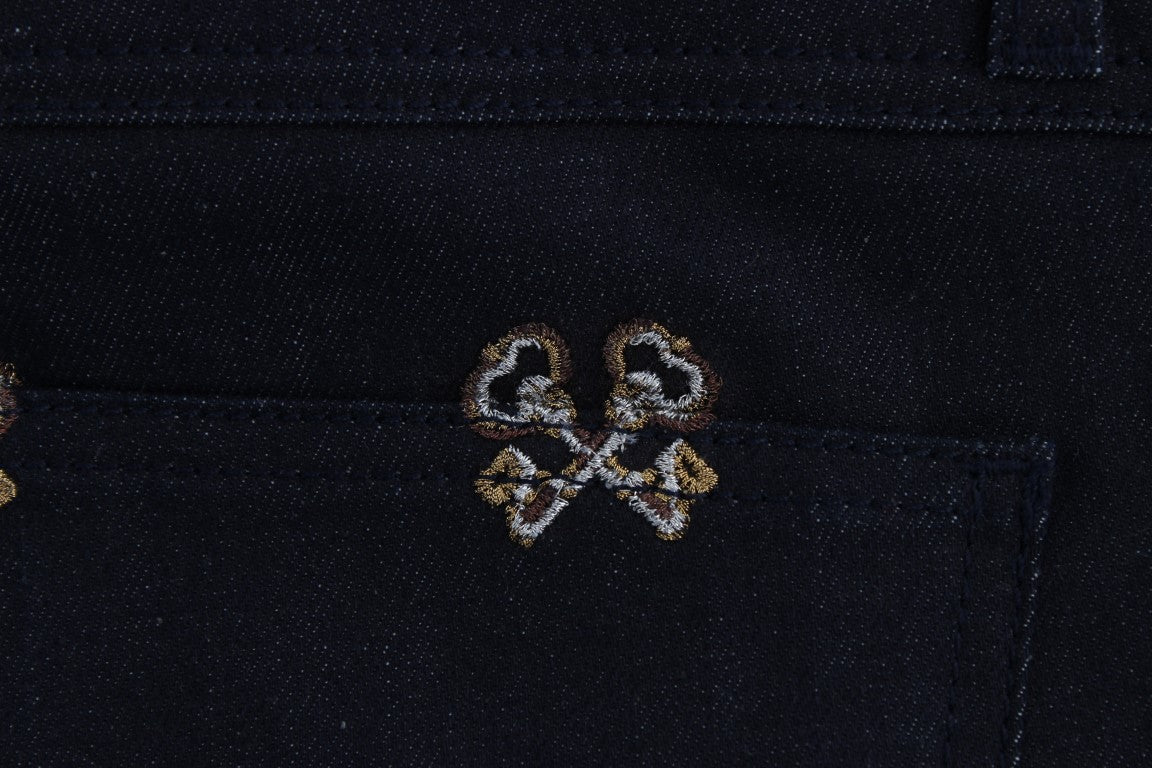 - Elegant Embroidered Slim Fit Denim Jeans
