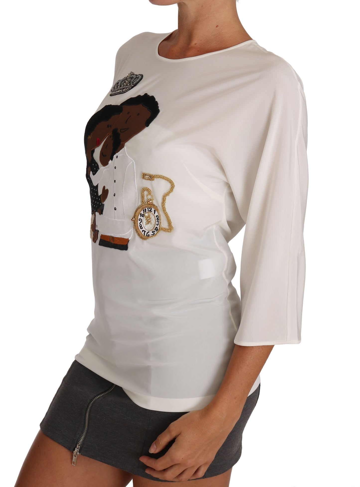 - Elegant Silk Blend Crewneck Blouse