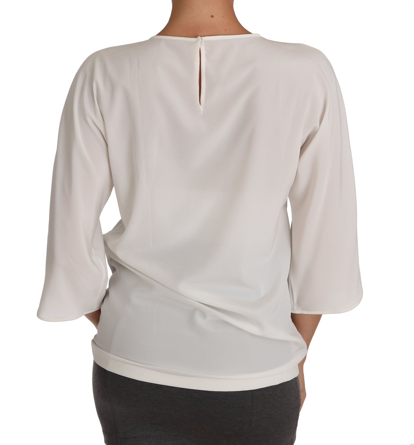 - Elegant Silk Blend Crewneck Blouse