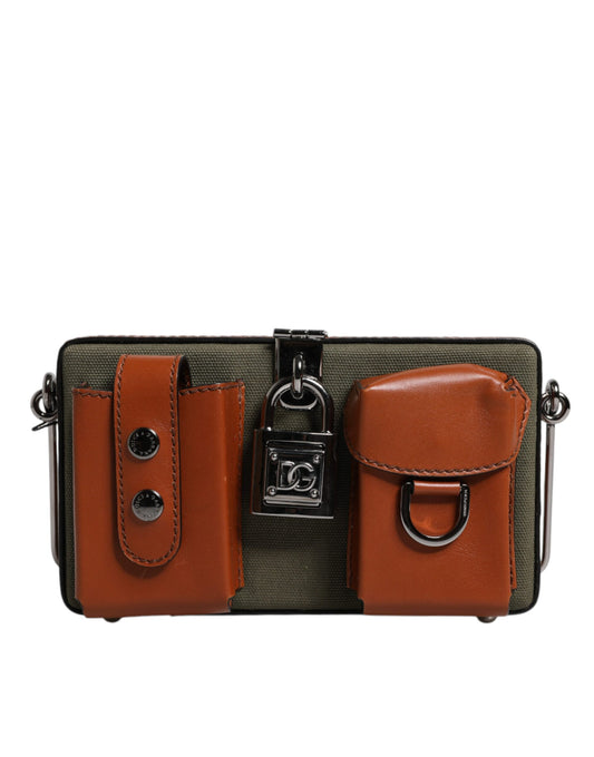 Dolce & Gabbana Green & Brown Leather Clutch Purse Bag