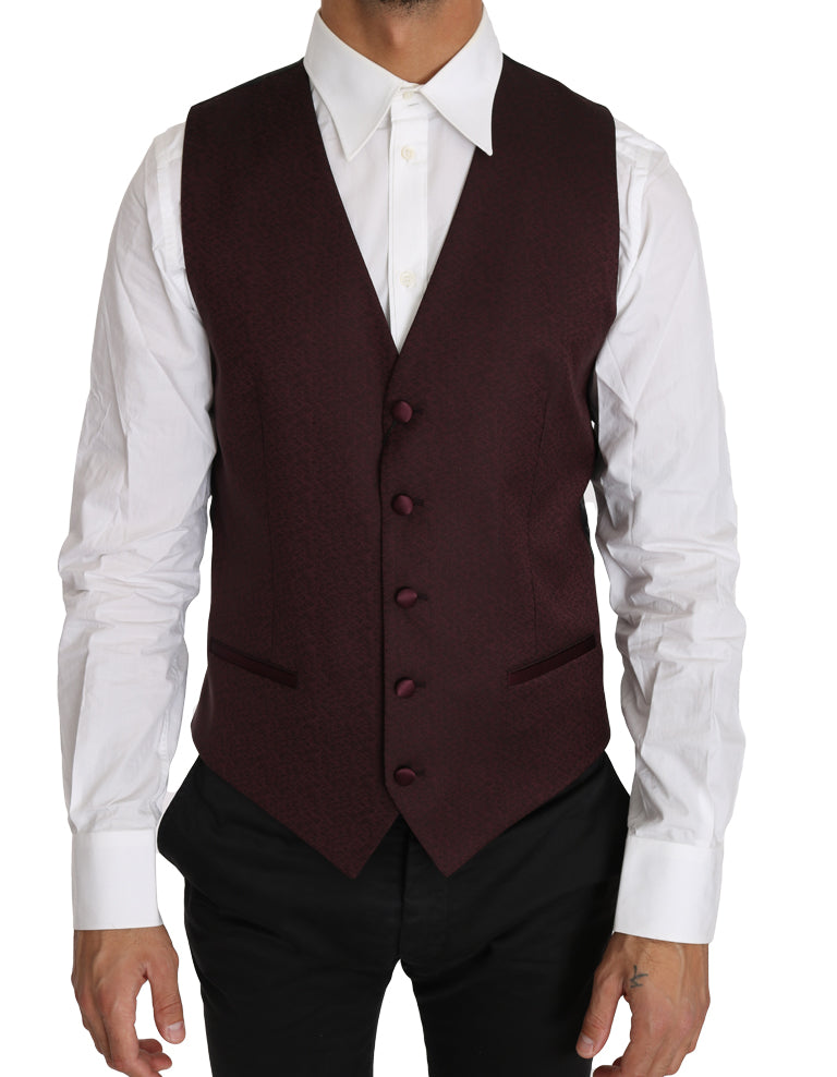 - Elegant Purple Patterned Men's Formal Vest