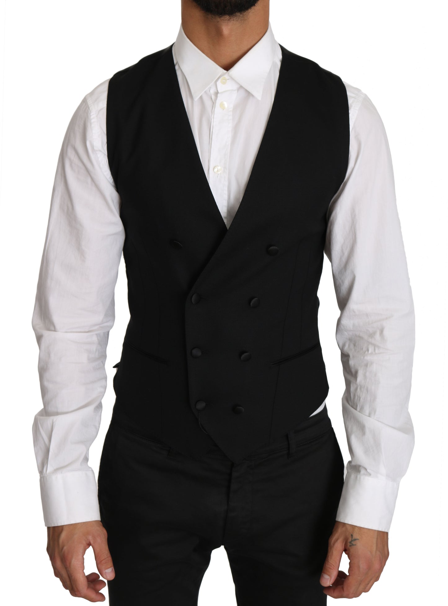 - Sleek Double Breasted Slim Fit Wool Vest