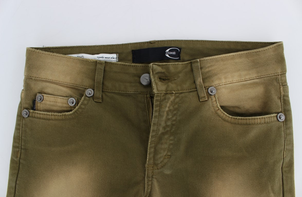 - Green Slim Fit Cotton Stretch Jeans