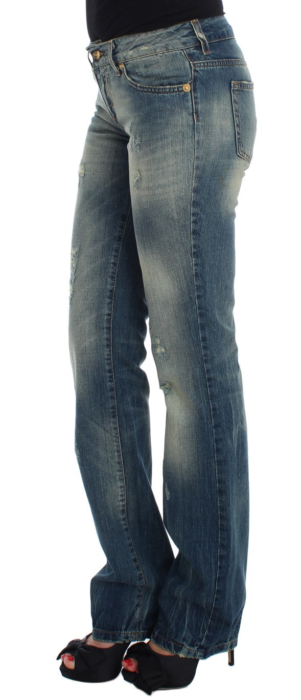 - Sleek Flair Leg Low Waist Denim