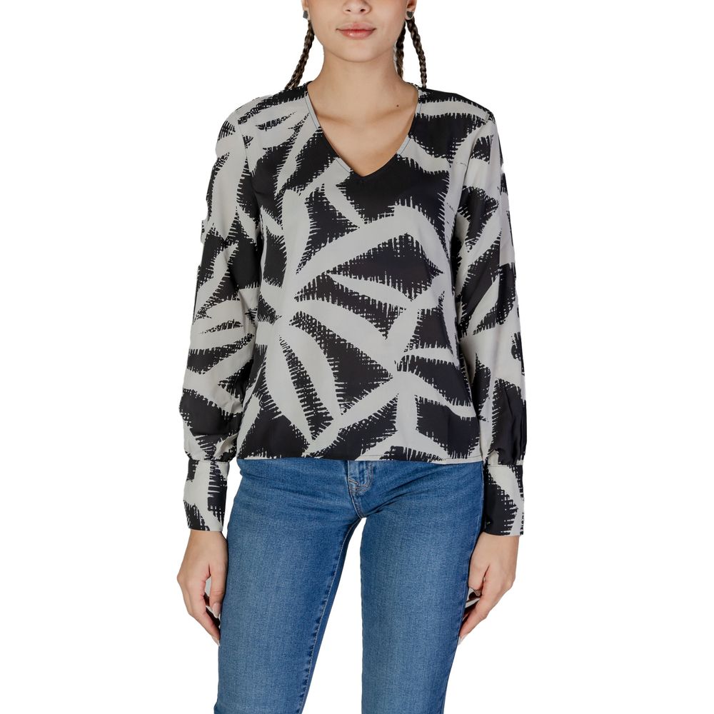 Jacqueline De Yong Black & Grey Blouse