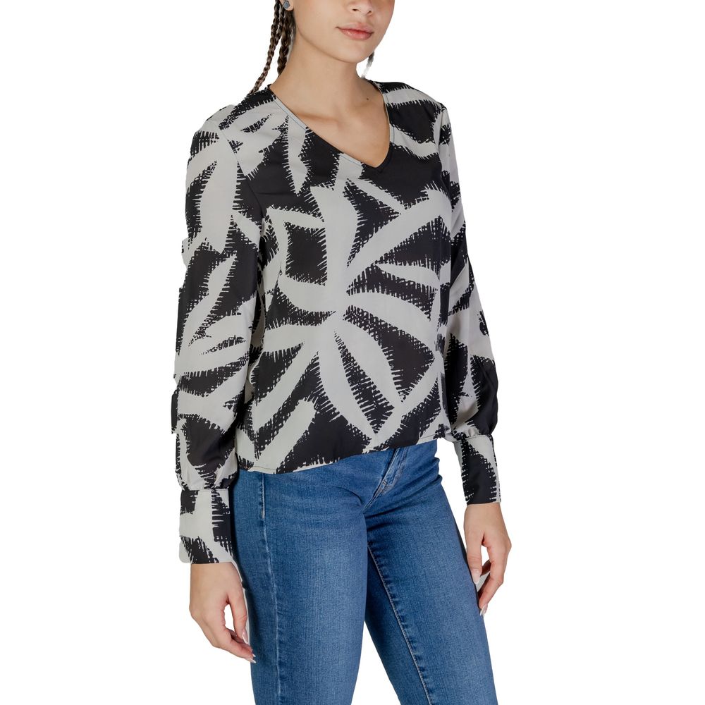 Jacqueline De Yong Black & Grey Blouse