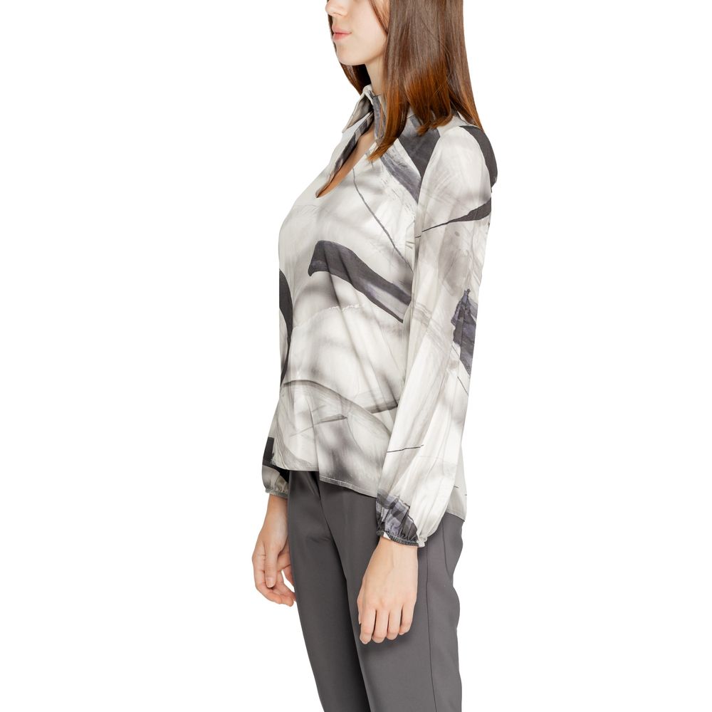 Rinascimento Gray Abstract Print Long Sleeved Blouse