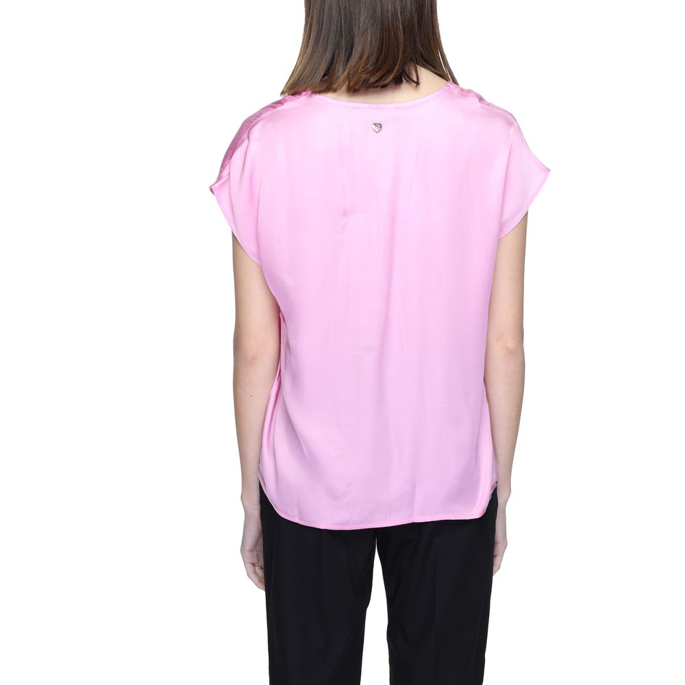 Rinascimento Pink V-Neck Short Sleeved Blouse