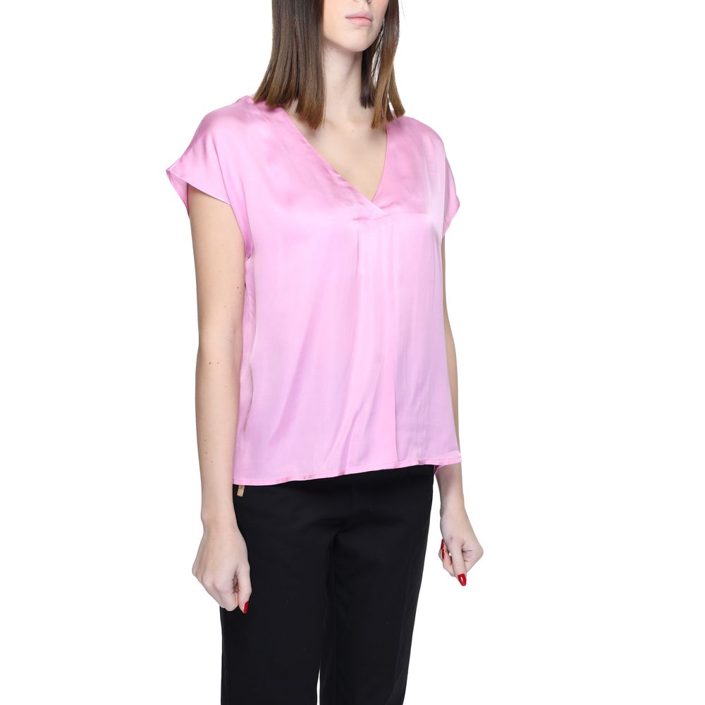 Rinascimento Pink V-Neck Short Sleeved Blouse