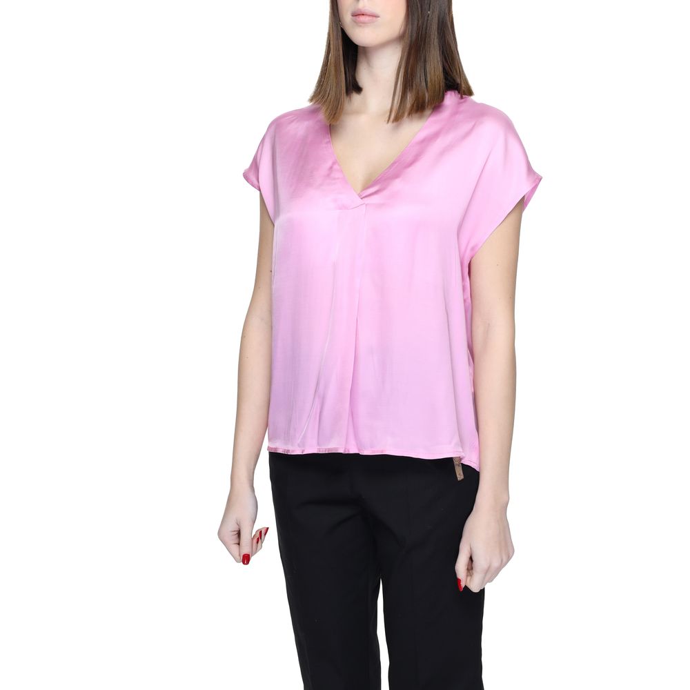 Rinascimento Pink V-Neck Short Sleeved Blouse