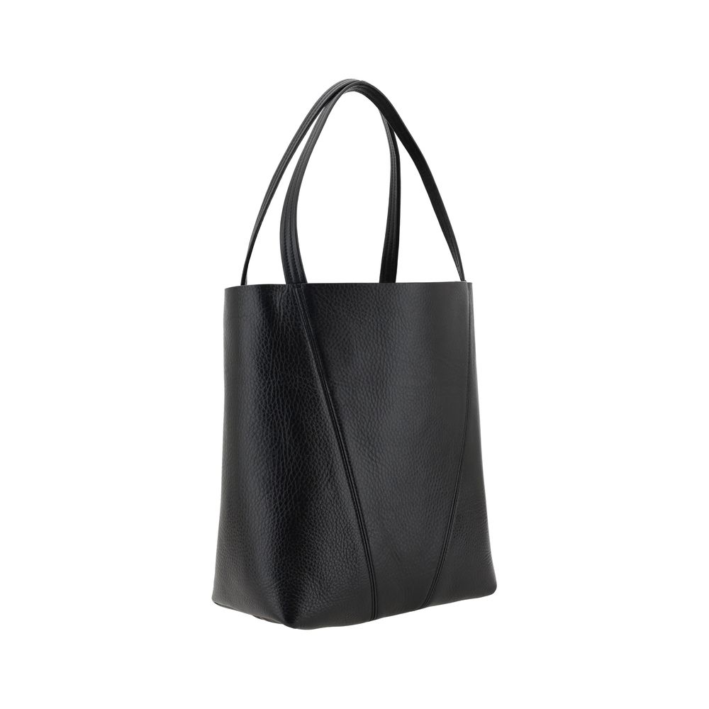 Chloé Spin Shoulder Bag in Black Grained Leather