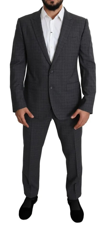 Dolce & Gabbana Grey Wool MARTINI Slim Fit 2-Piece Suit – Italian Luxury