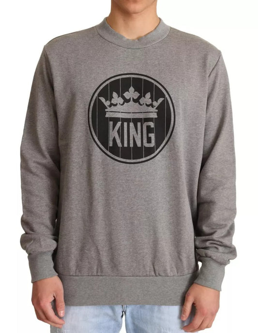 Dolce & Gabbana Men's Grey Crown King Cotton Jumper