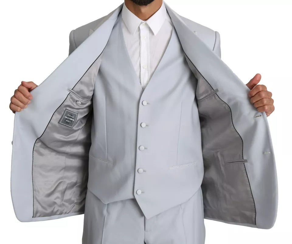 Dolce & Gabbana Men's Light Blue SICILIA Wool 3 Piece Suit