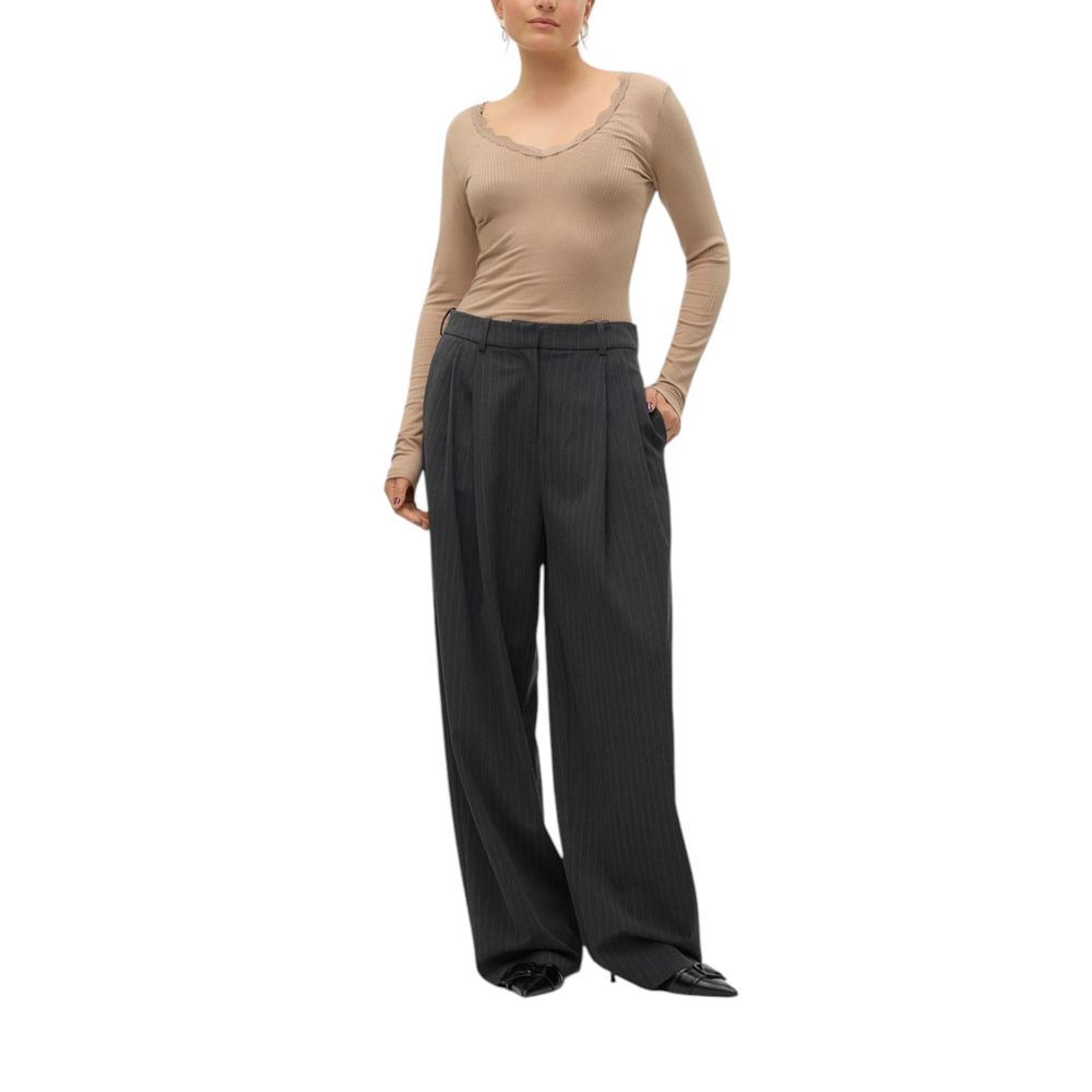 Vero Moda Gray Wide Leg Pinstripe Trousers