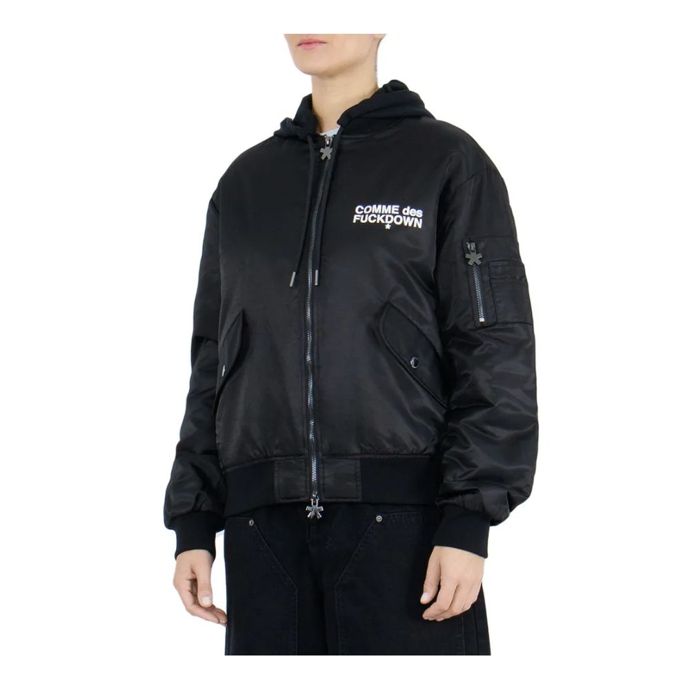 Comme Des Fuckdown Men's Black Hooded Bomber Jacket