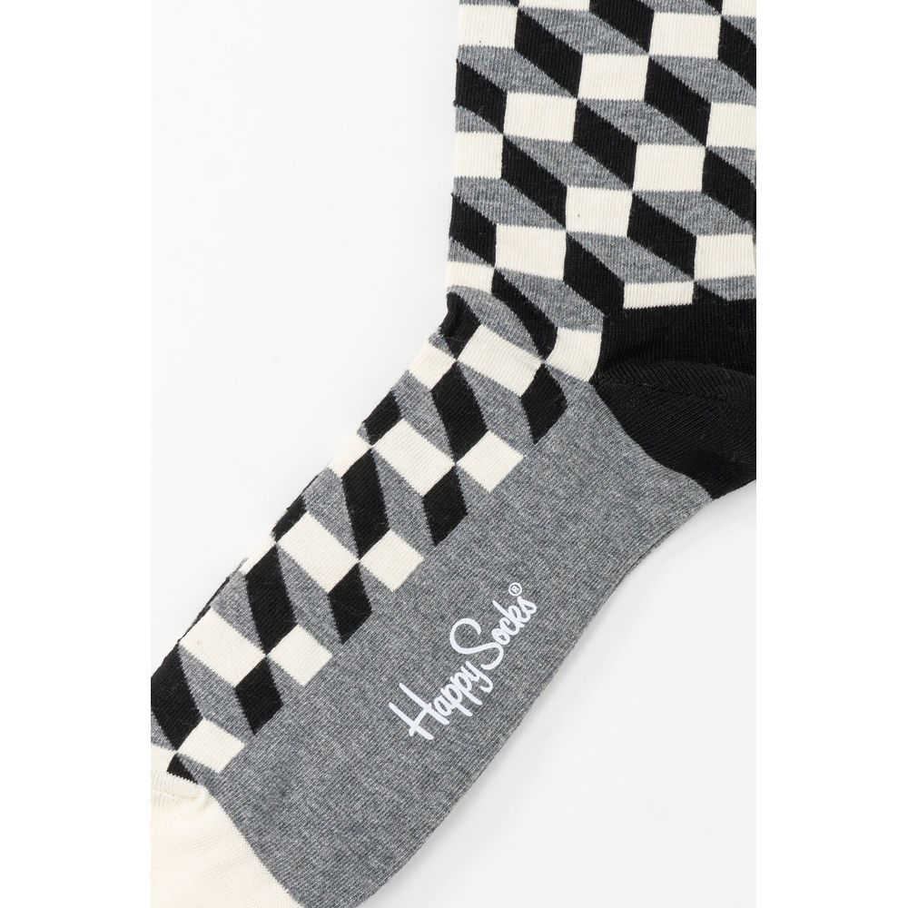 Happy Socks Gray Geo Print Cotton Socks