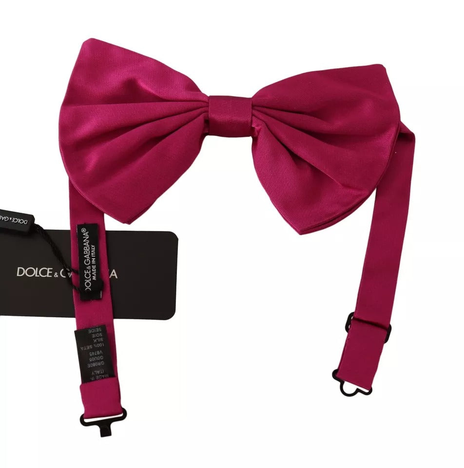 Dolce & Gabbana Pink 100% Silk Adjustable Neck Bow Tie for Men