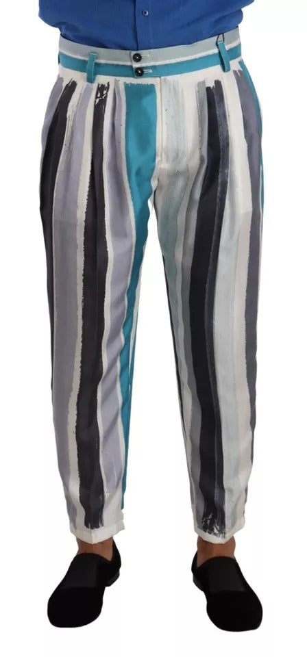 Dolce & Gabbana Men's Multicolour Striped Silk Tapered Pants