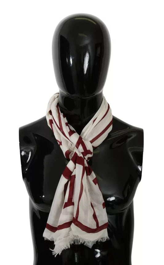 Dolce & Gabbana White & Red Printed Wrap Shawl Modal Scarf