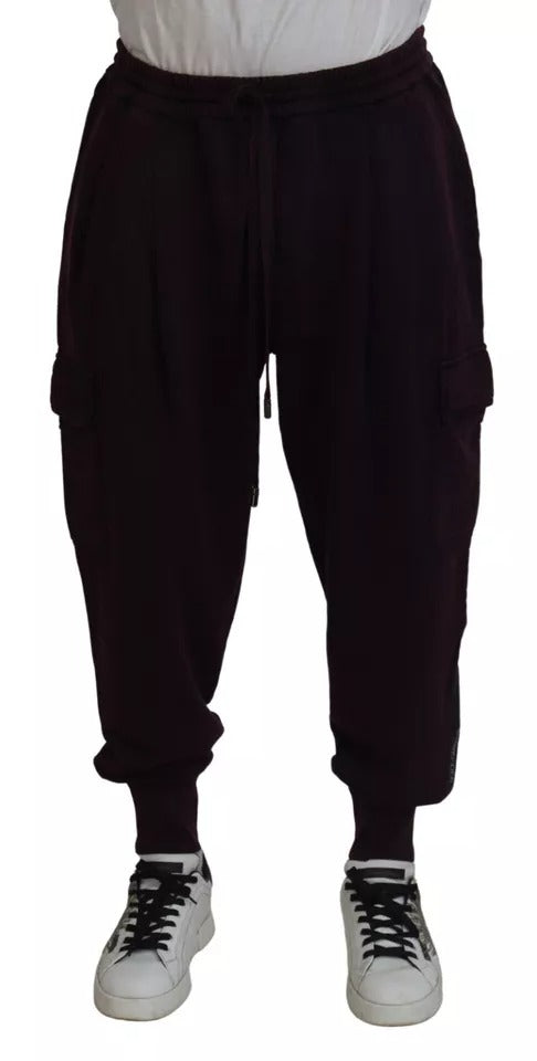 Dolce & Gabbana Bordeaux Cotton Cargo Jogger Sweatpants for Men