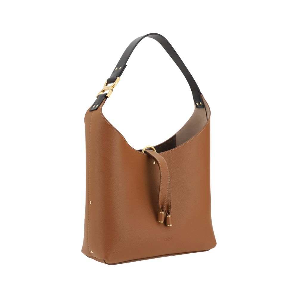 Chloé Marcie Shoulder Bag in Tan Leather with Tassel Detail