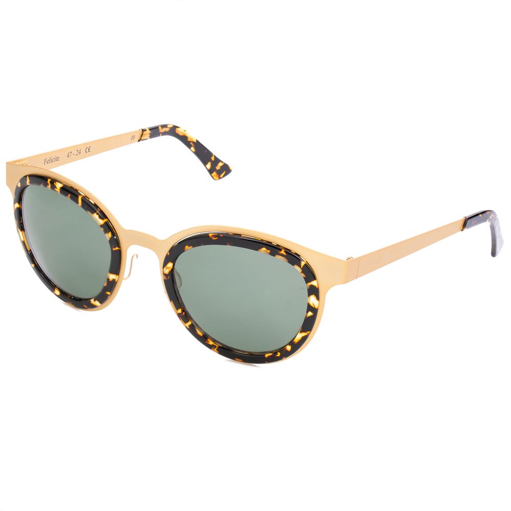 LGR Women’s Feli Gold Sunglasses – Handcrafted Stainless Steel Frame, Green Lenses, 47mm