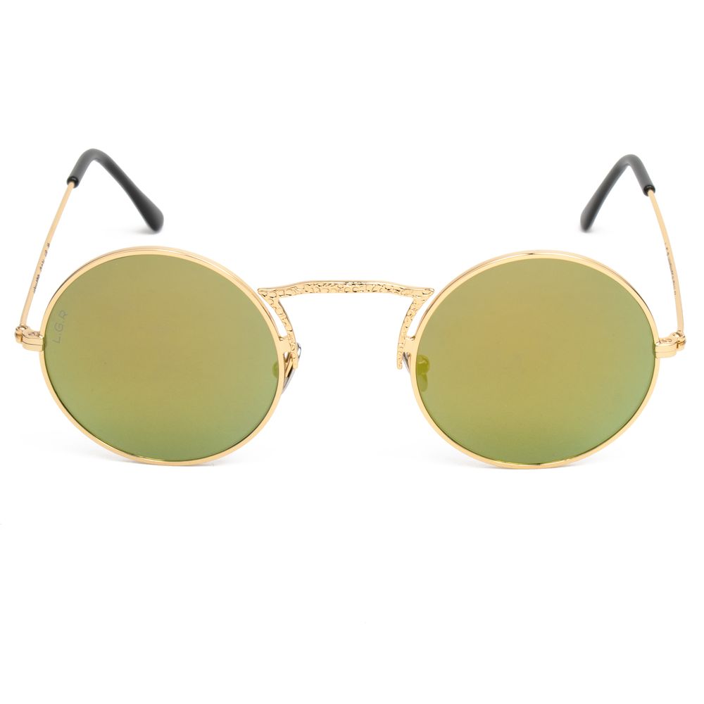 LGR Gold Metal Sunglasses – Handmade Italian Design with Reflective Lenses, 47mm