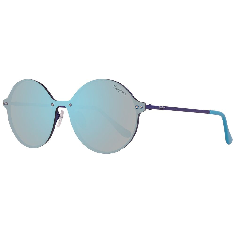 Pepe Jeans Unisex Sunglasses – Blue Metal Frame with Mirrored Lenses, 140mm
