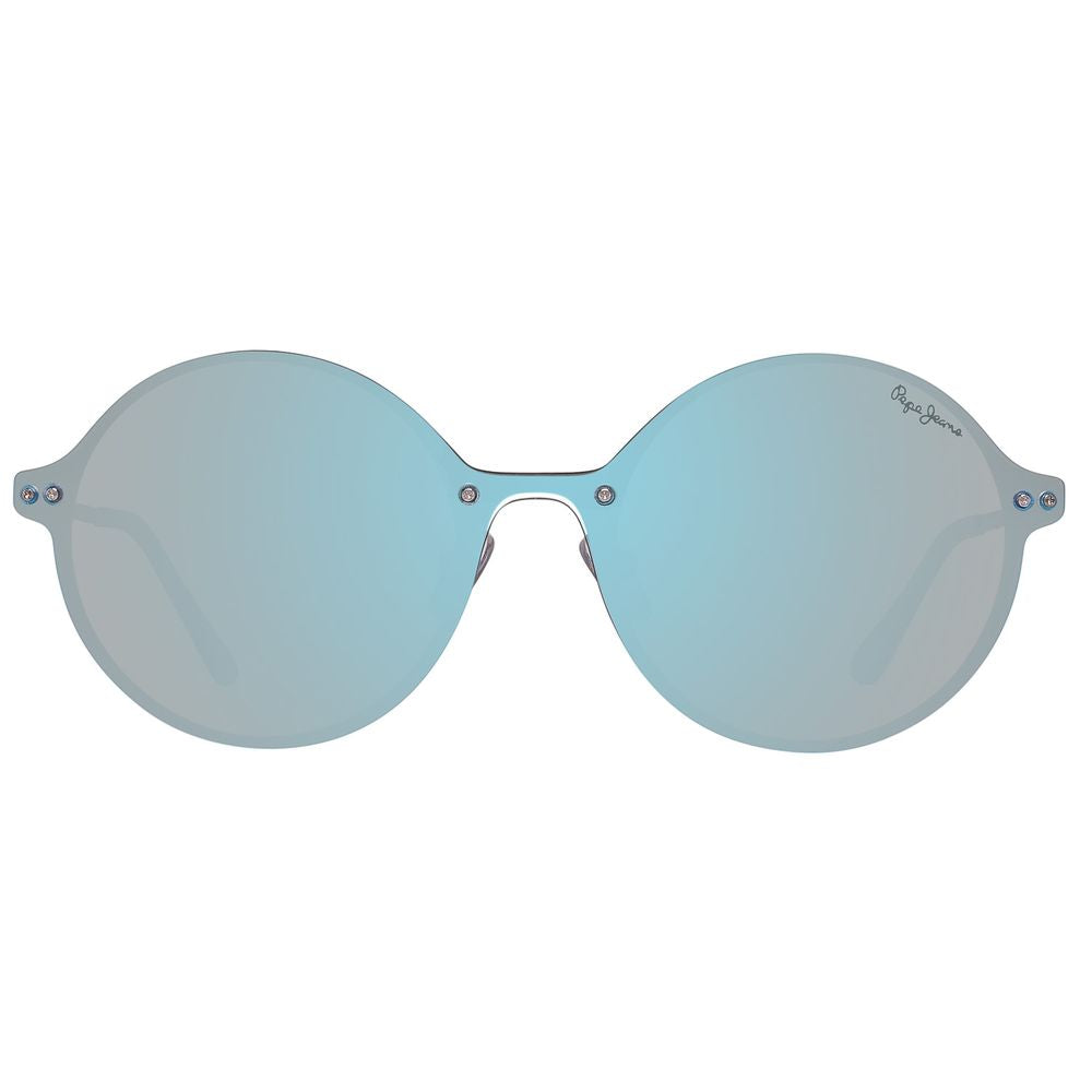 Pepe Jeans Unisex Sunglasses – Blue Metal Frame with Mirrored Lenses, 140mm
