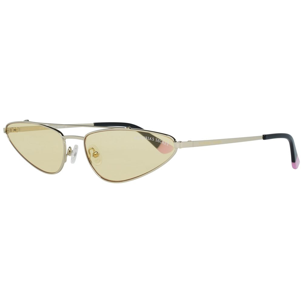 Victoria's Secret Women's Gold Metal Sunglasses – Oval Design with Yellow Lenses, 66mm