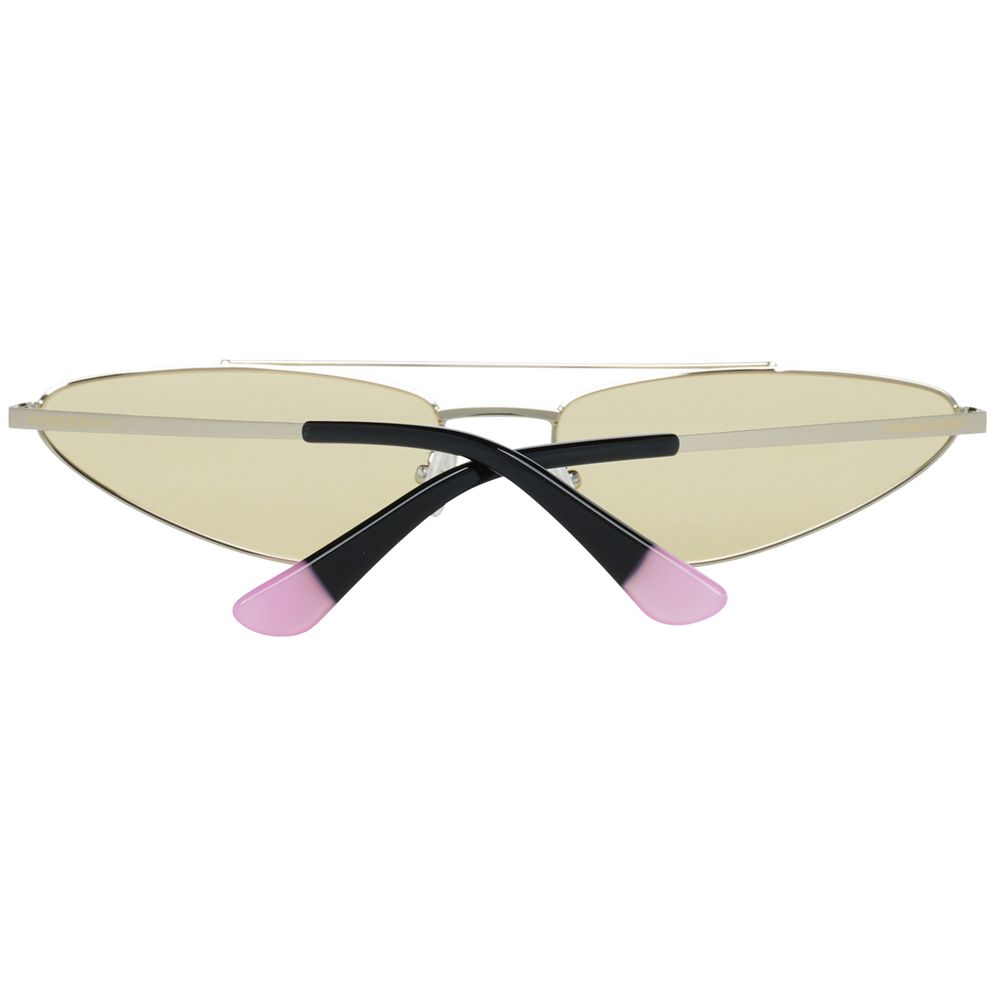 Victoria's Secret Women's Gold Metal Sunglasses – Oval Design with Yellow Lenses, 66mm