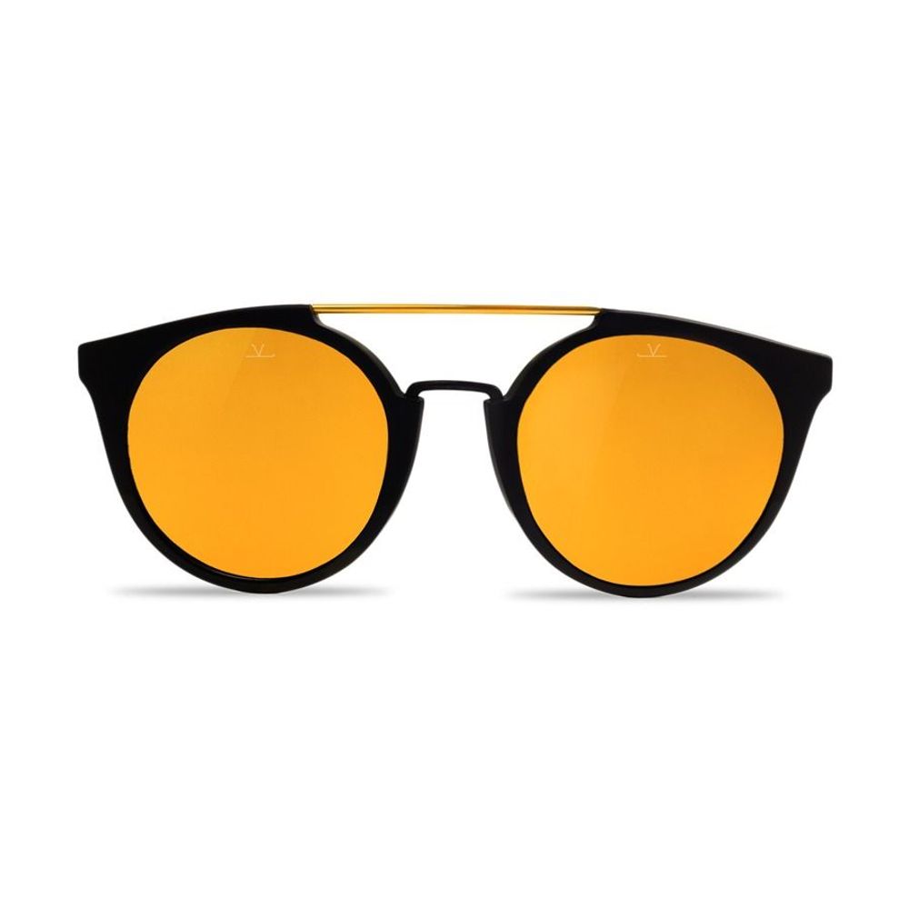 Vuarnet Women's Sunglasses – Black Acetate Frame with Brown Gold Flash Lenses, 56mm