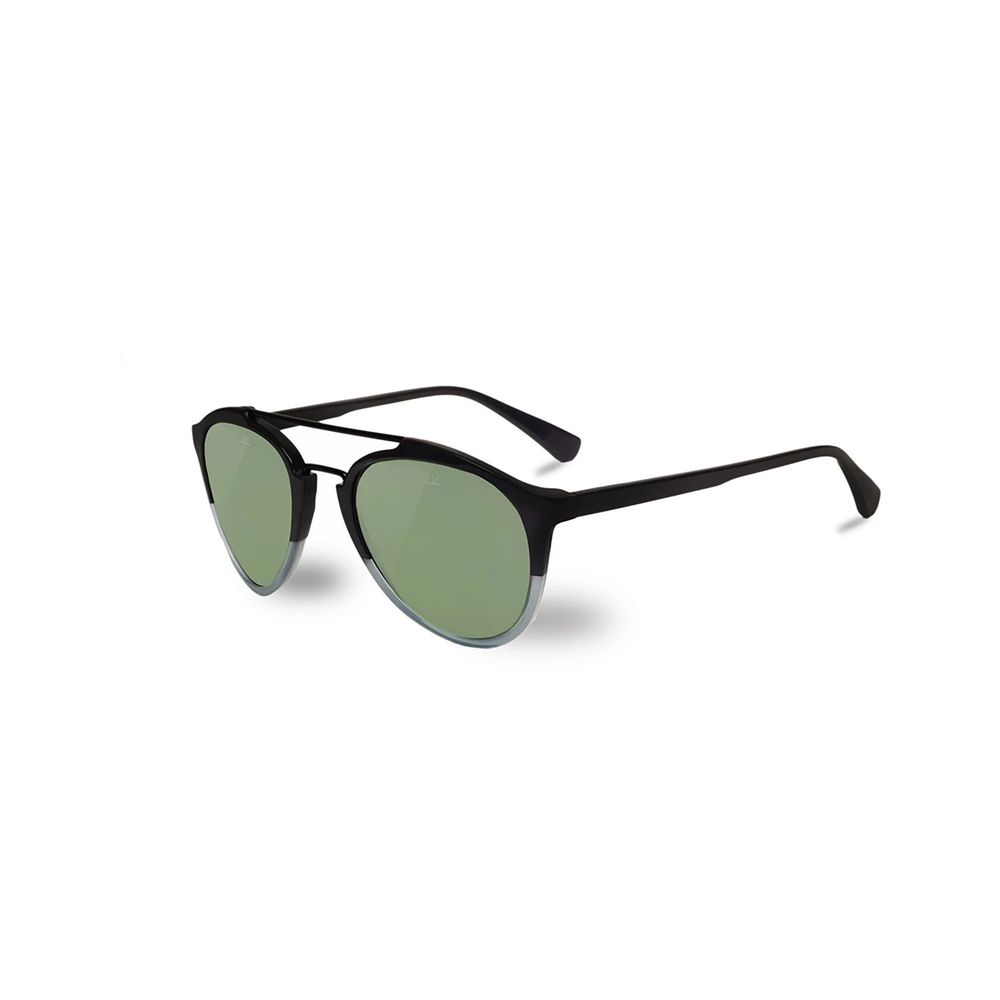 Vuarnet Unisex Sunglasses – Black Acetate Frame with Green Lenses, 56mm