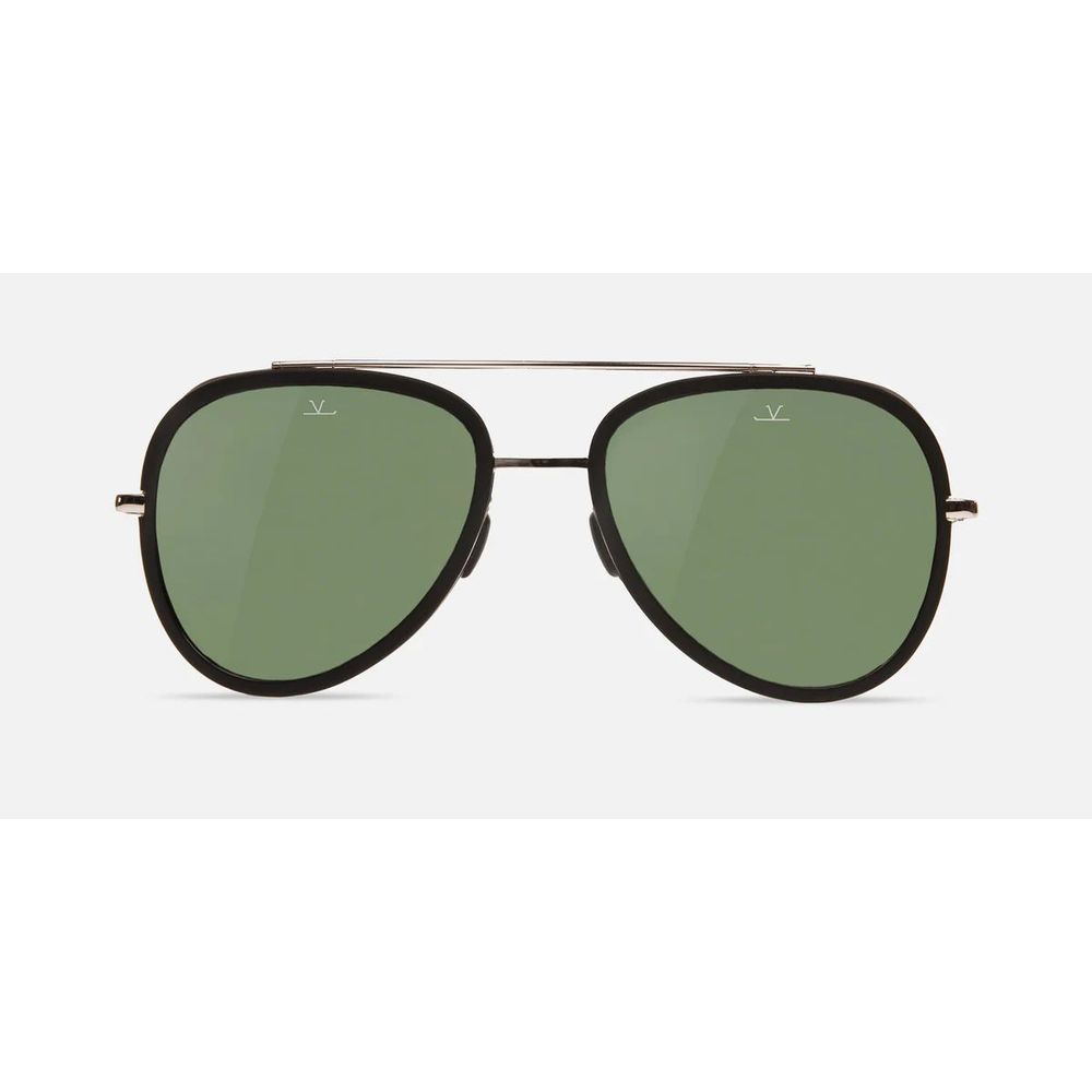 Vuarnet Black Stainless Steel Sunglasses – Chic Metal Frame with Green Lenses, 53mm