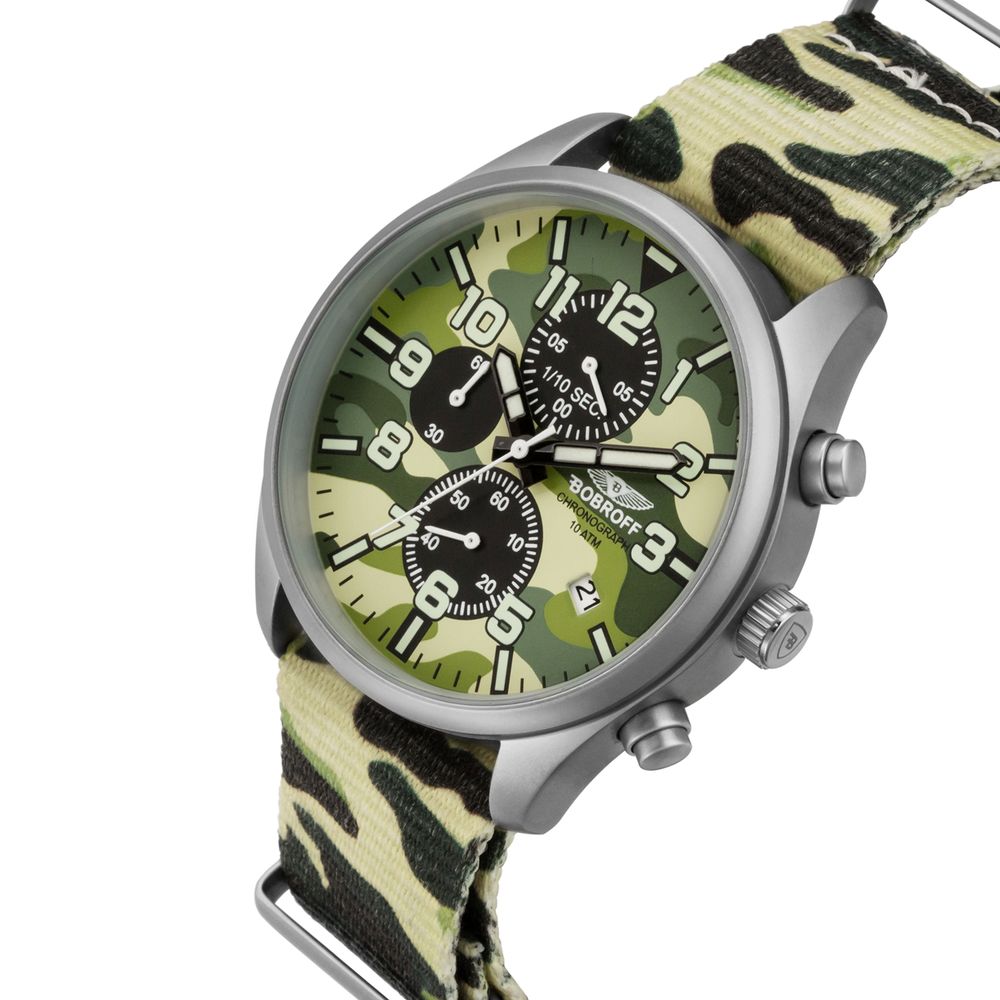 Bobroff Army Camo Print Men's Quartz Watch – 42mm
