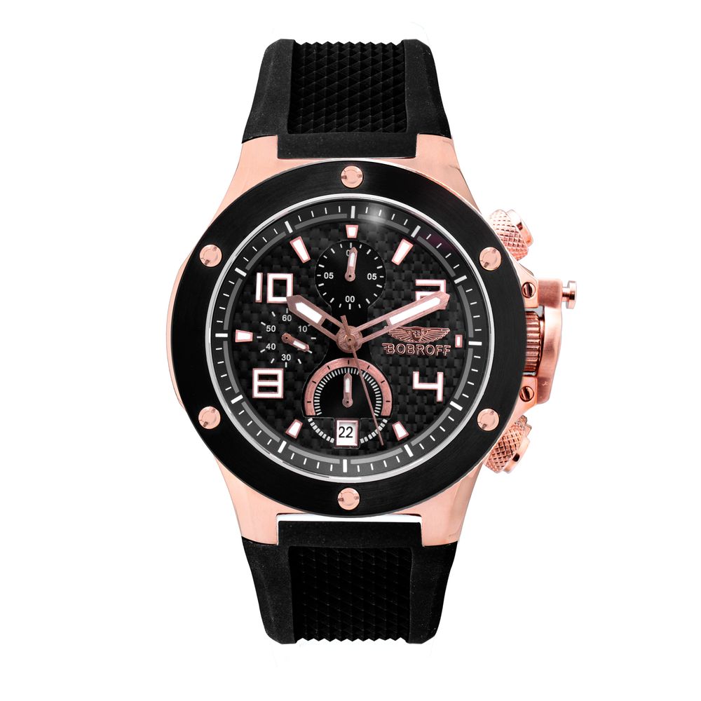 Bobroff Black & Pink Rubber Men's Quartz Watch – 43mm