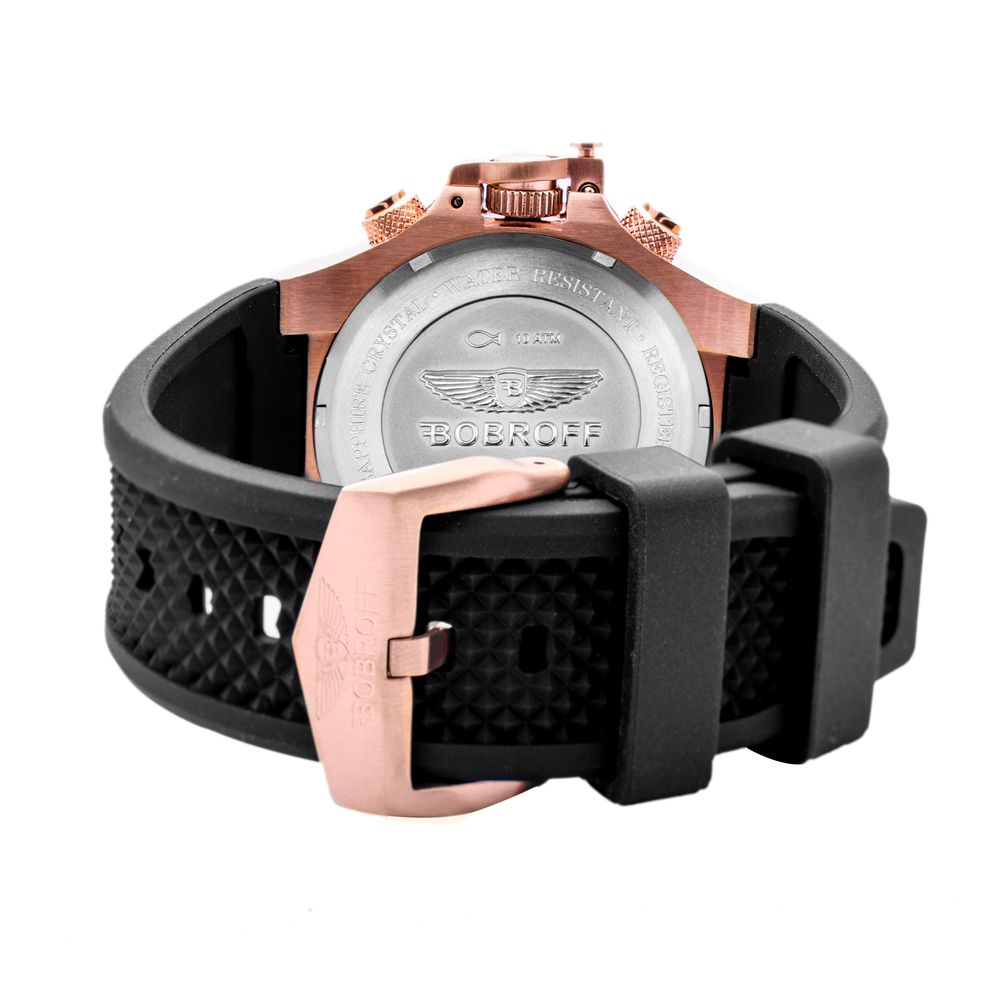 Bobroff Black & Pink Rubber Men's Quartz Watch – 43mm