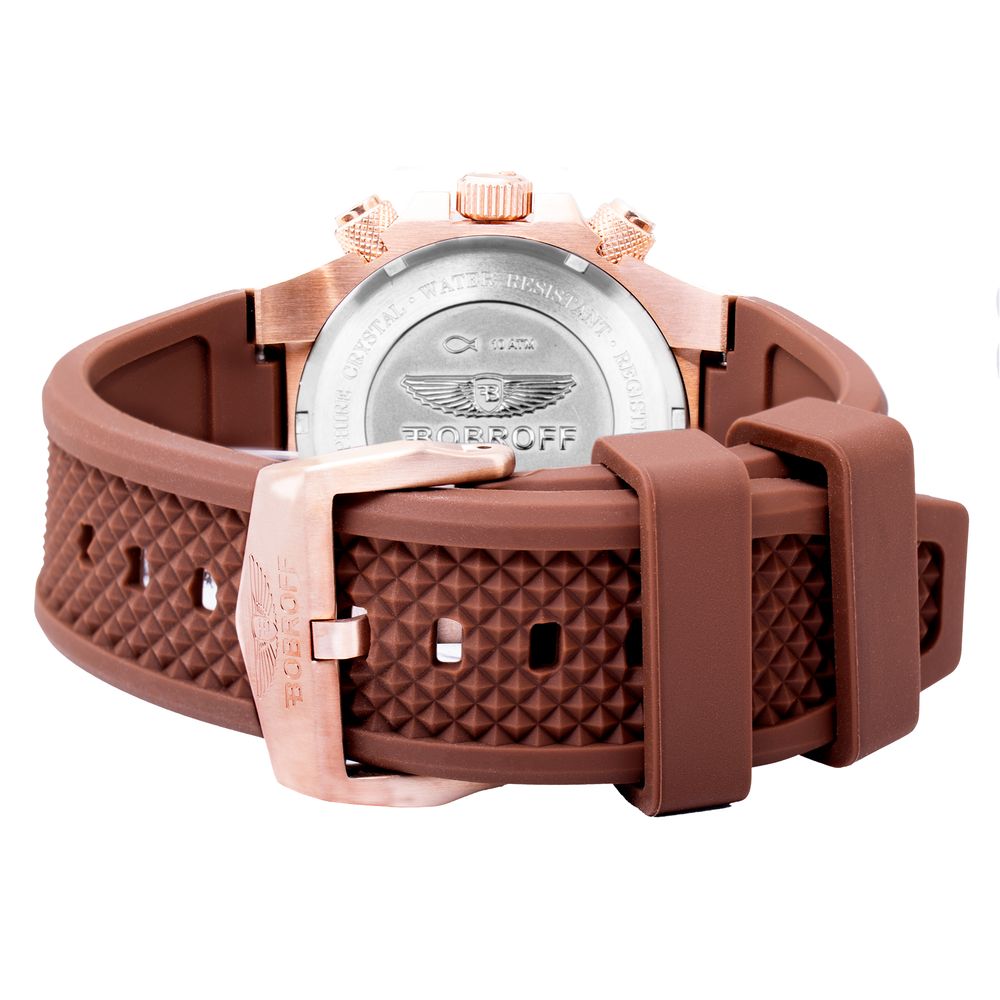Bobroff Brown Rubber Men's Quartz Watch – 43mm