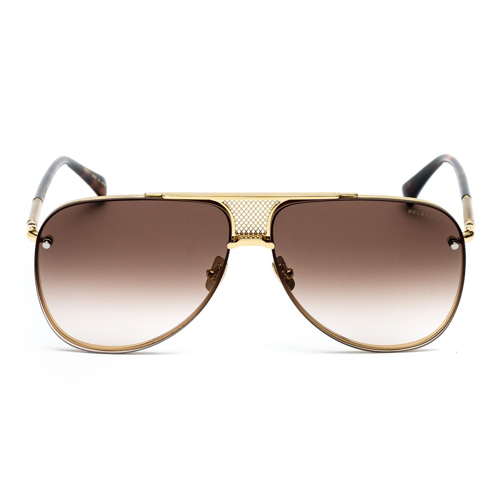 Belstaff Gold Titanium Sunglasses – Luxurious Handmade Eyewear with Brown Lenses