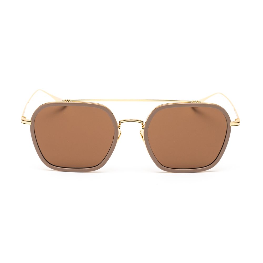 Belstaff Men’s Gold Titanium Sunglasses – Handmade Elegance with Brown Lenses, 57mm
