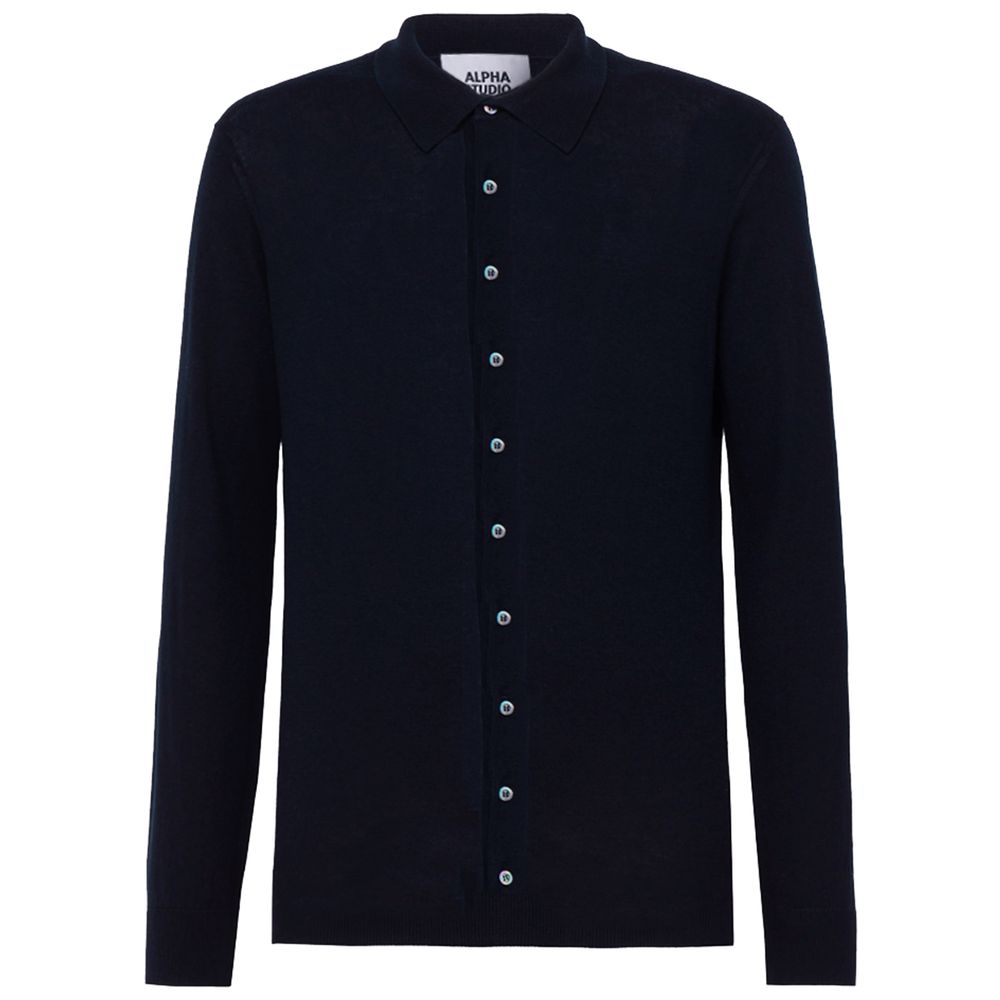 Alpha Studio Blue Cotton Shirt - Timeless Elegance for Every Occasion