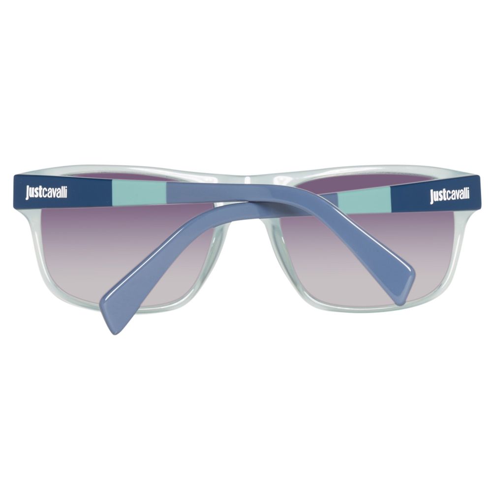 Just Cavalli Unisex Sunglasses – Turquoise Acetate with Gradient Smoke Lenses, 57mm