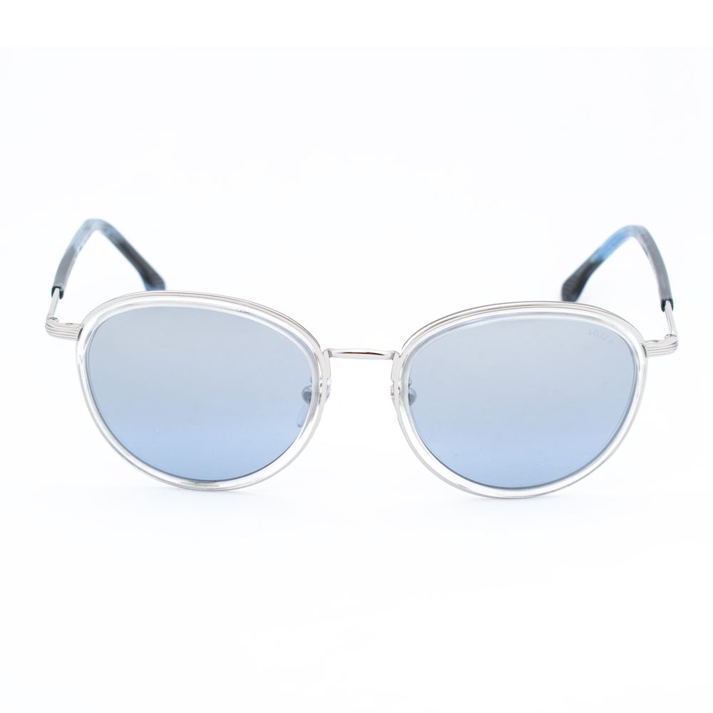 Lozza Unisex Sunglasses – Silver Metal Frame with Blue Lenses, 52mm