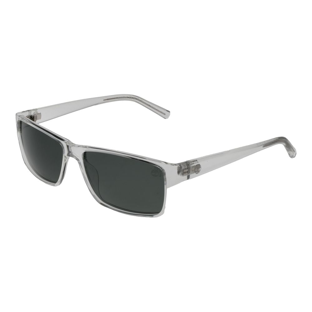 Timberland Men's Transparent Sunglasses – Rectangle Green Lenses, 58mm
