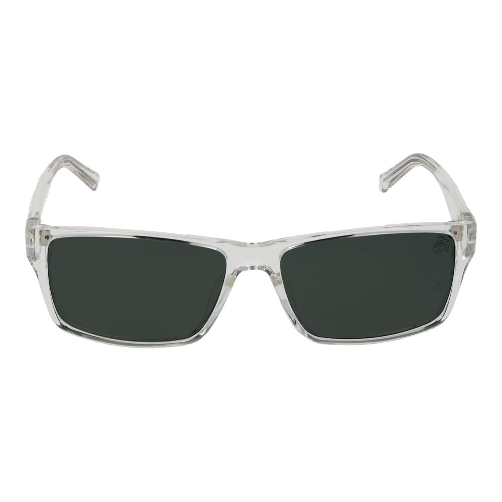 Timberland Men's Transparent Sunglasses – Rectangle Green Lenses, 58mm