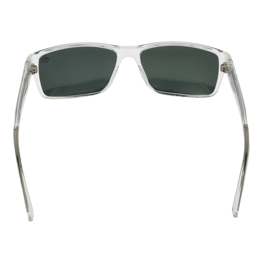 Timberland Men's Transparent Sunglasses – Rectangle Green Lenses, 58mm
