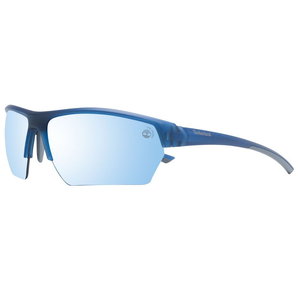 Timberland Men's Sunglasses – Blue Half-Rim Frame with Grey Polarized Lenses, 72mm